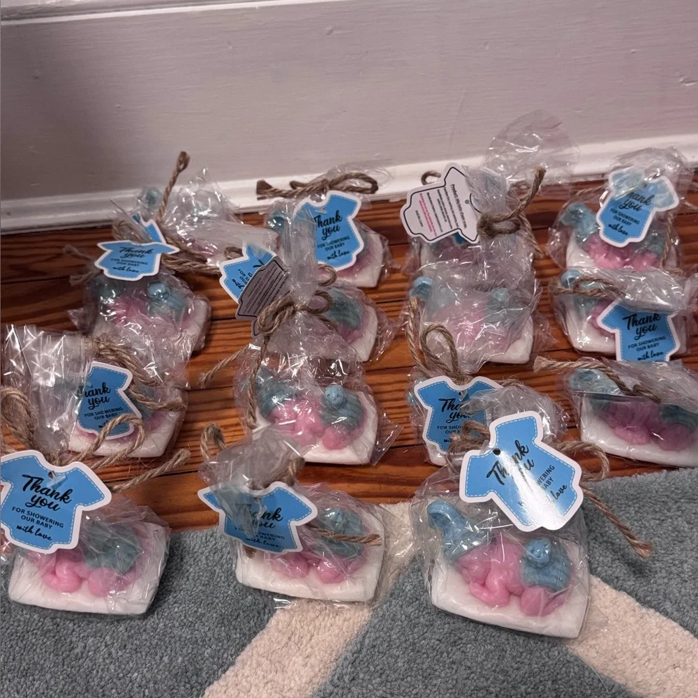 Baby shower favors candles and soaps
